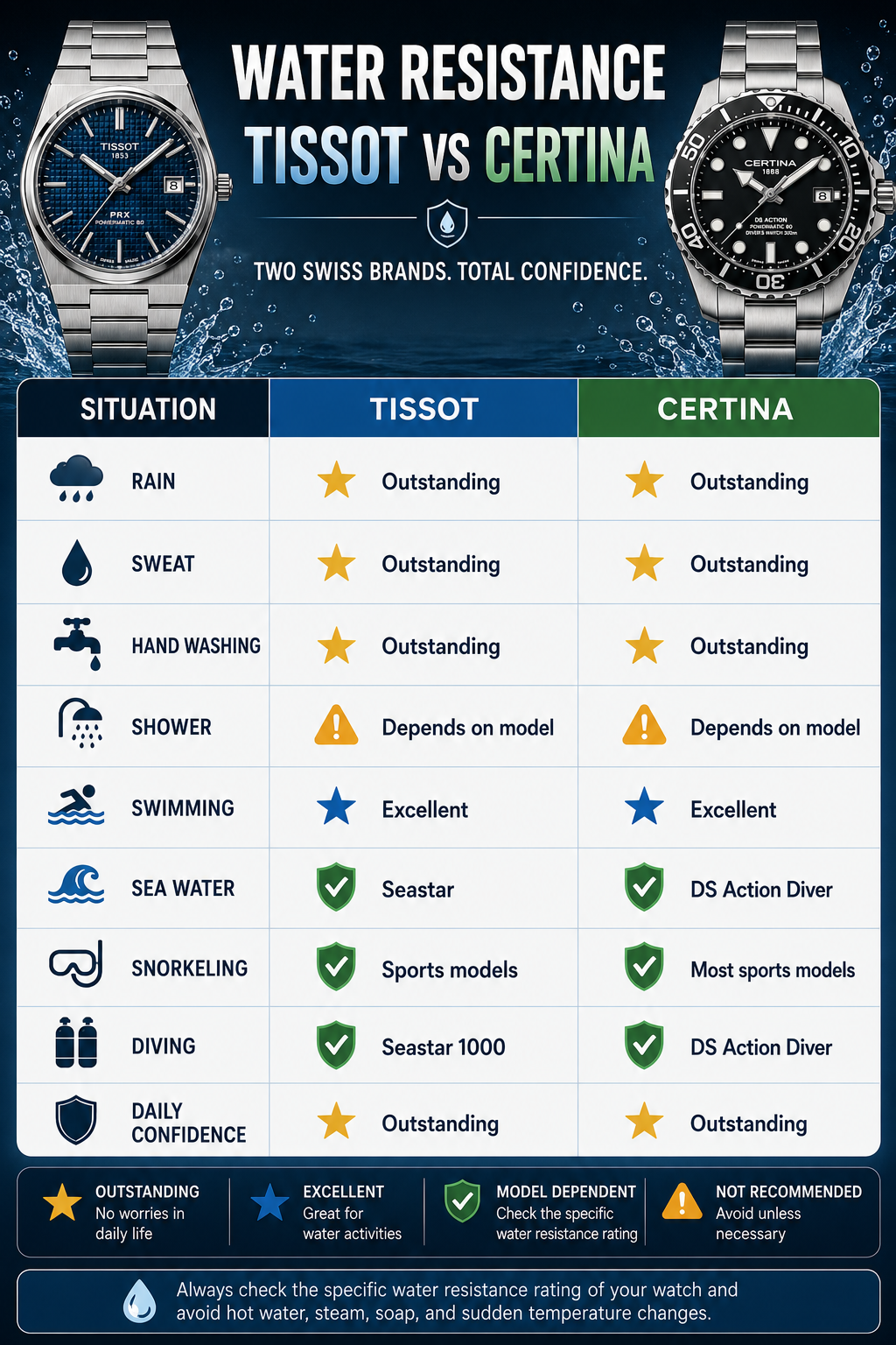 Tissot vs Certina - Water Resistance