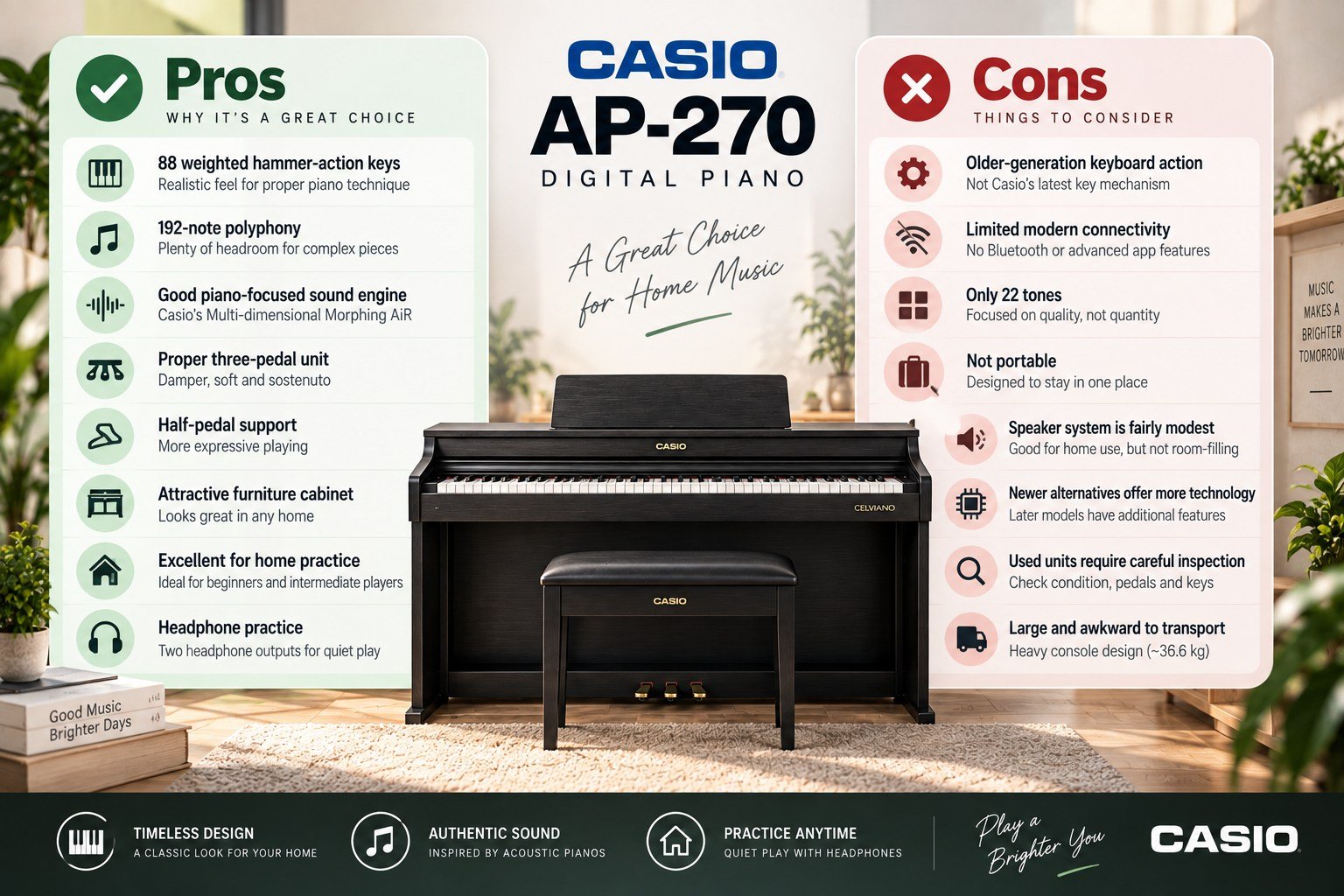 Casio AP-270 pros and cons