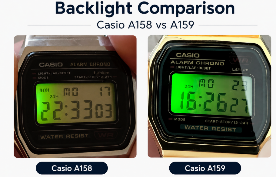 Backlight casio a158 vs a159