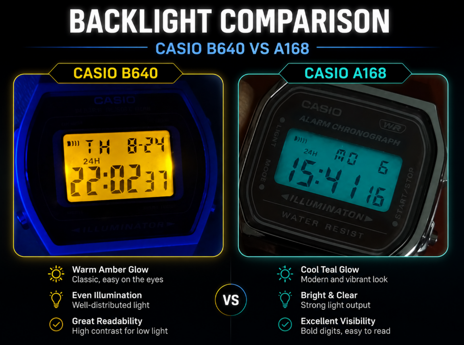 b640 vs a168 casio vintage dugital watches