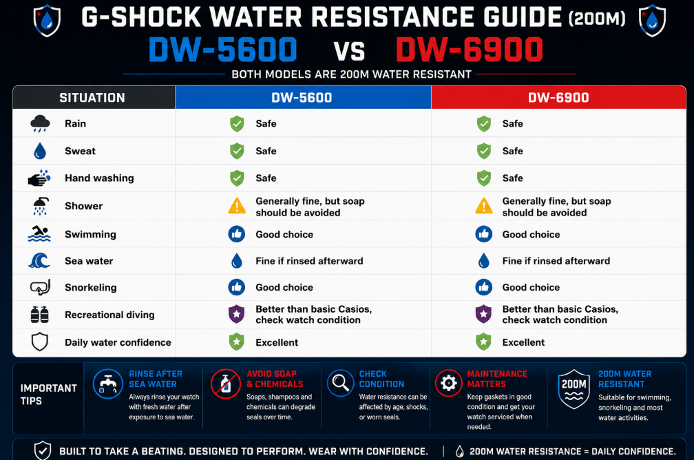 Water Resistance DW-5600 vs DW6900