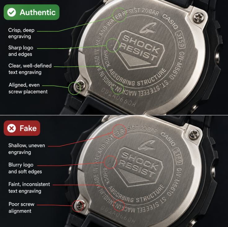 g shock ga 100 original vs fake
