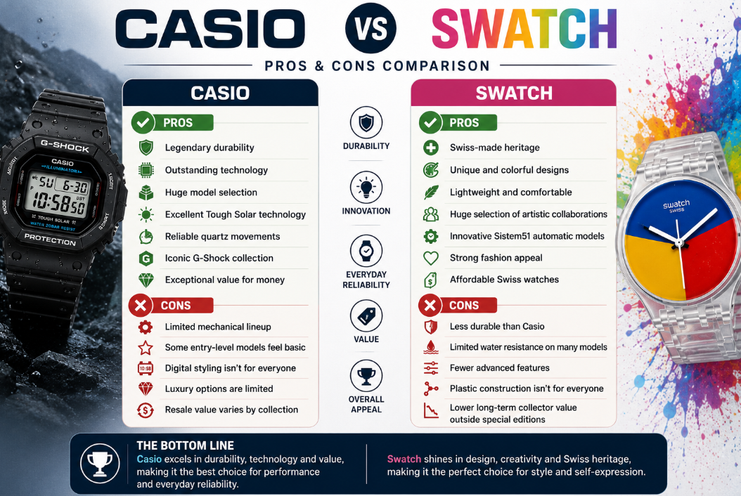 Swatch VS Casio Pros and Cons