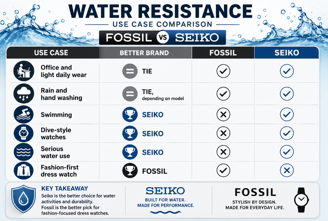 Water Resistance Fossil vs Seiko