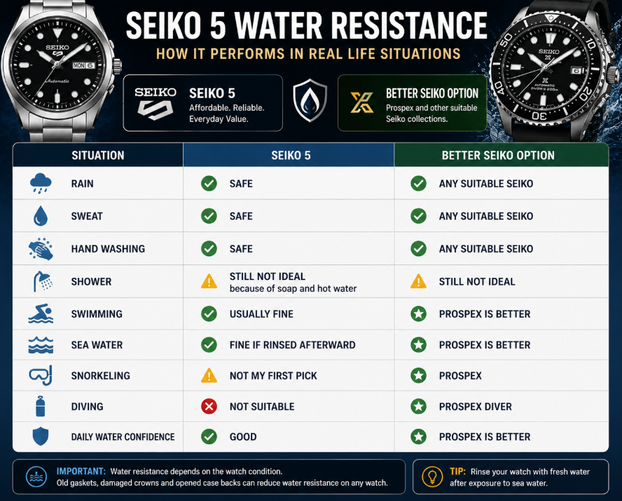 Water Resistance seiko 5 vs seiko