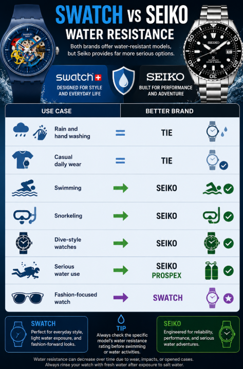 Swatch vs Seiko Water Resistance