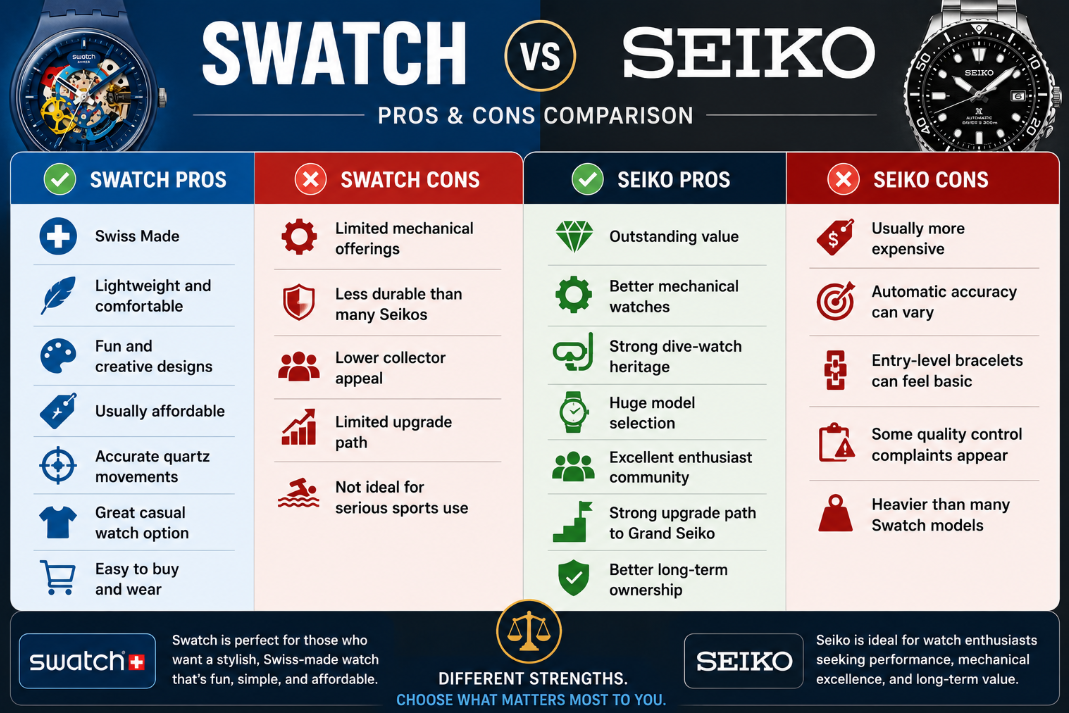 Swatch vs Seiko pos and cons