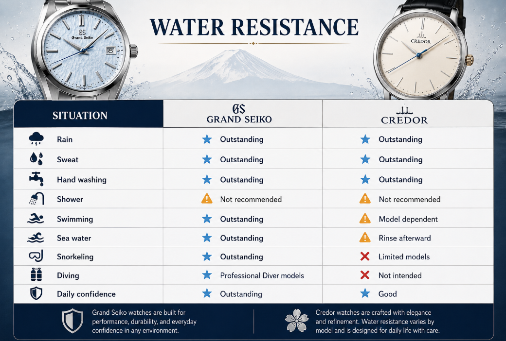 Water Resistance credor vs Grand Seiko