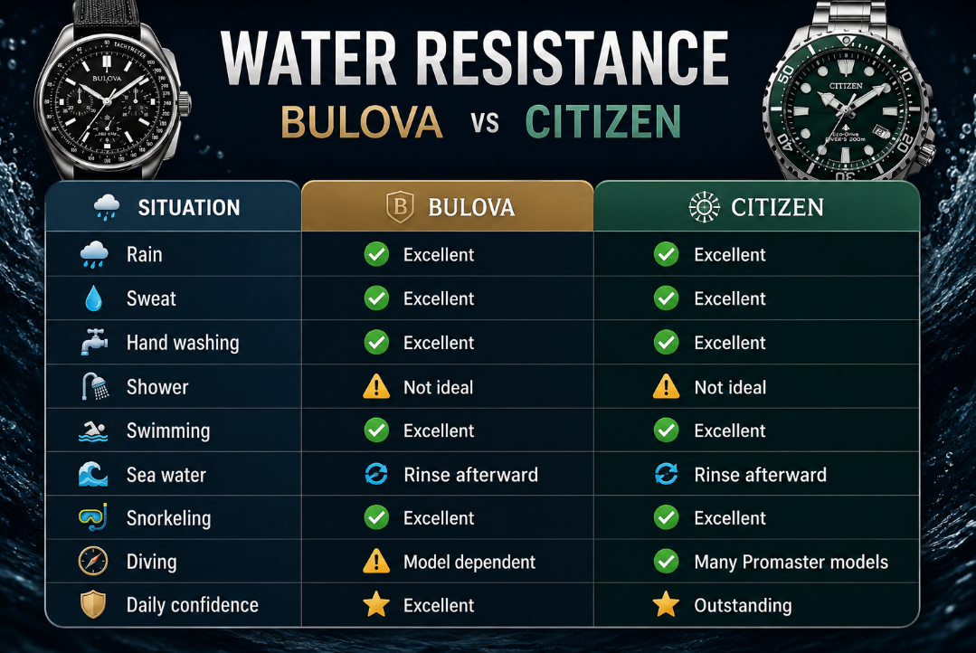 Citizen vs Bulova Water Resistance