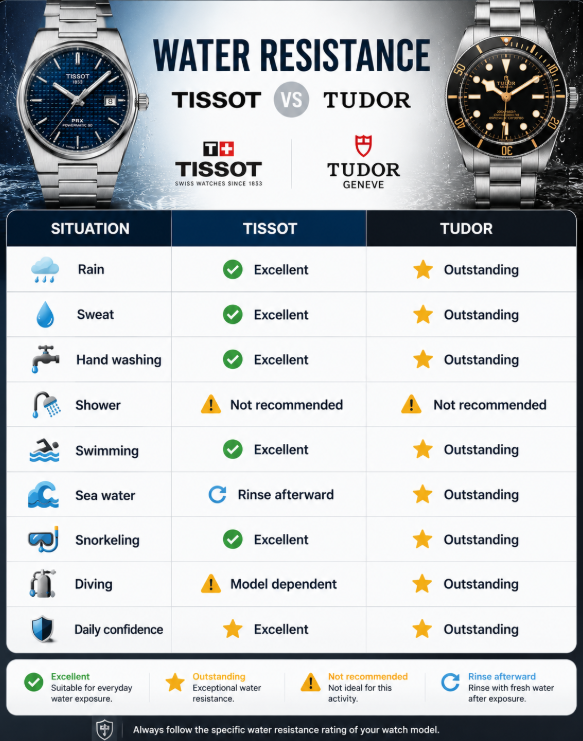 Tudor vs Tissot: Water Resistance