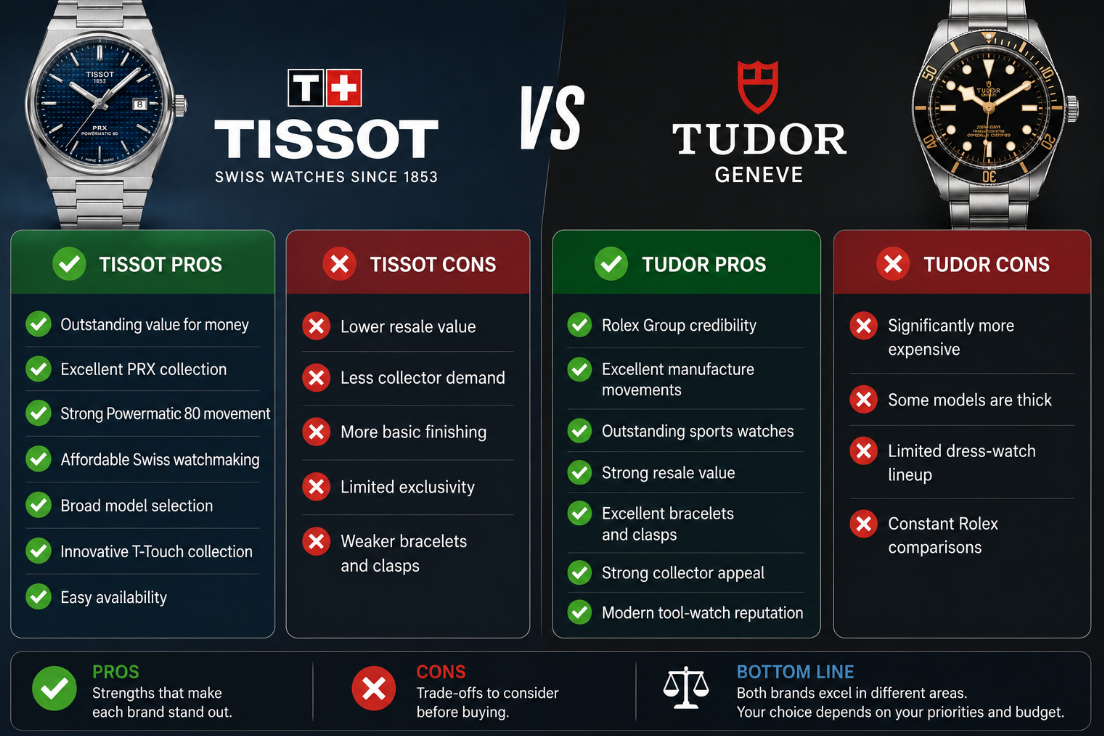 Tissot vs Tudor Pros and Cons