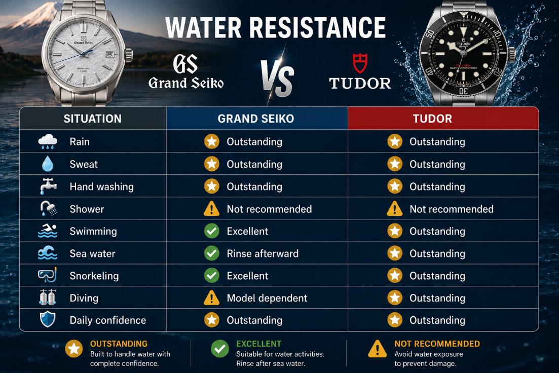 Tudor VS Grand Seiko water resist