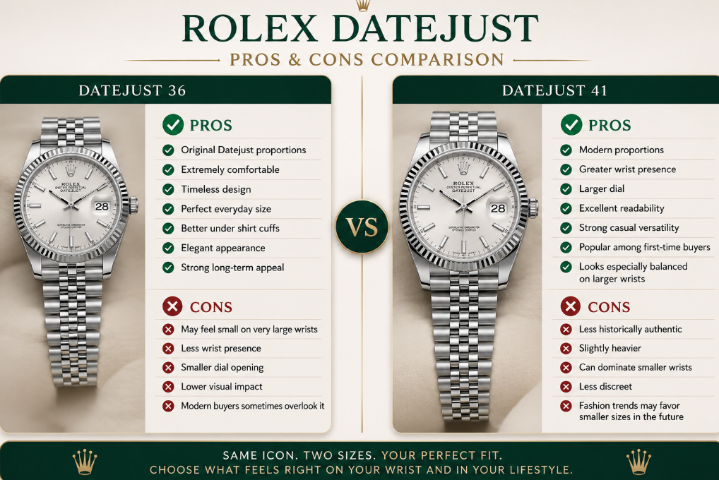 Rolex Datejust 36 vs 41: Which Size Is Better? Pros and Cons