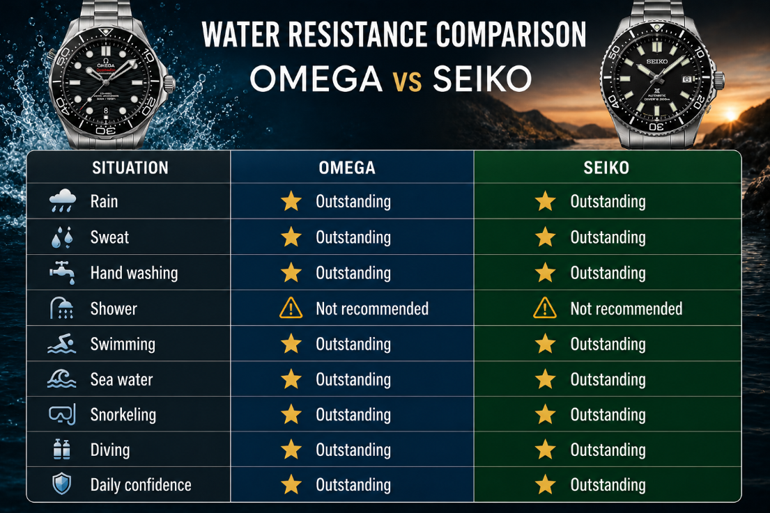 Omega vs Seiko water resistance