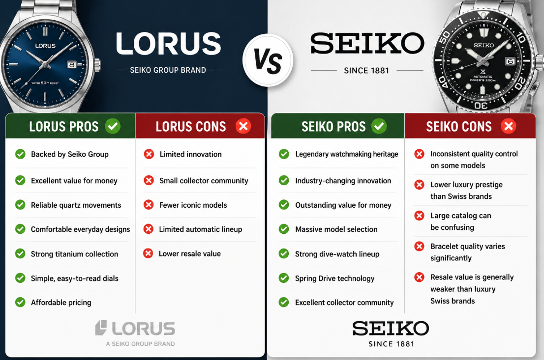 Pros and Cons lorus vs seiko