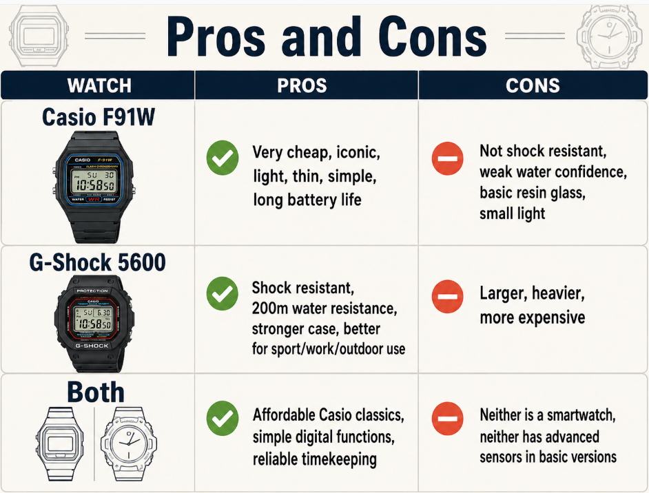 The Casio F91W and G-Shock 5600