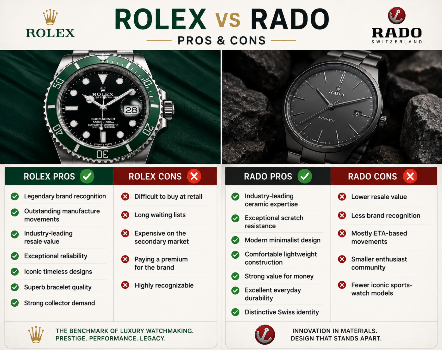 Rado vs Rolex: Which Swiss Watch Brand Is Better?