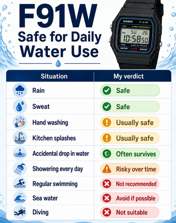 is casio f91w waterproof