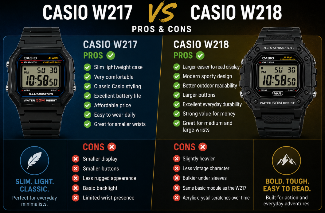 Casio W217 vs W218