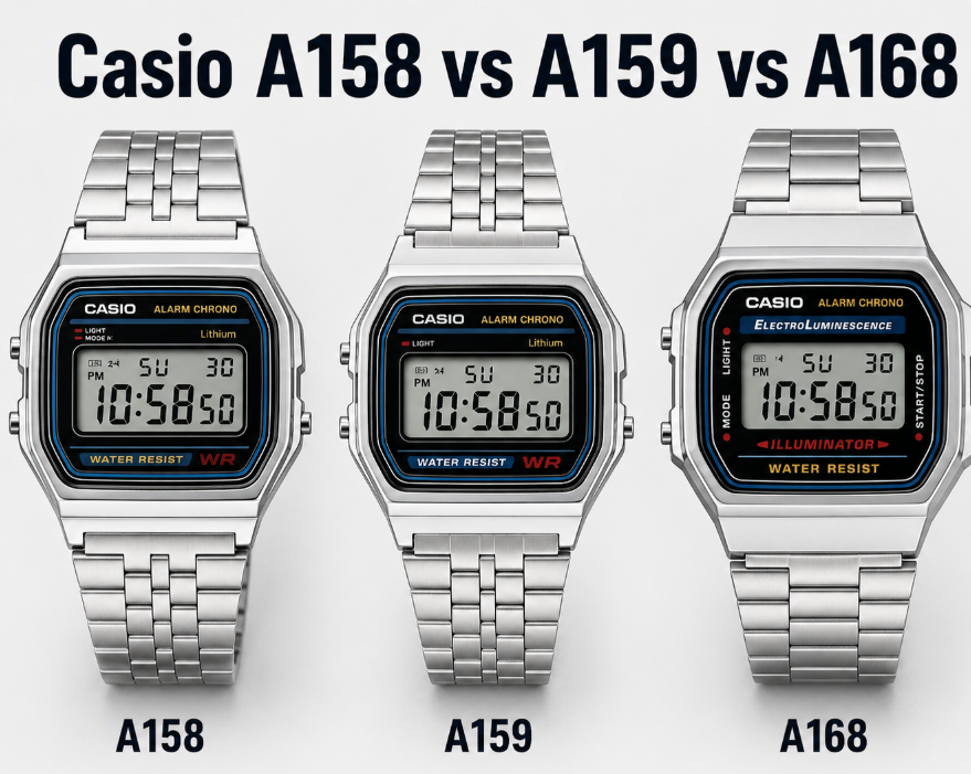 Сasio Comparing A158 vs A159 vs A168