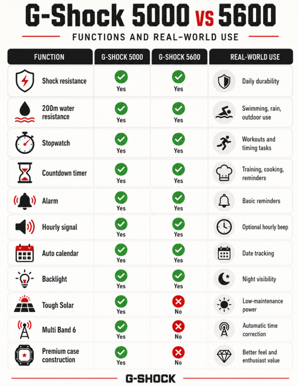 G-Shock 5000 vs 5600 comparison