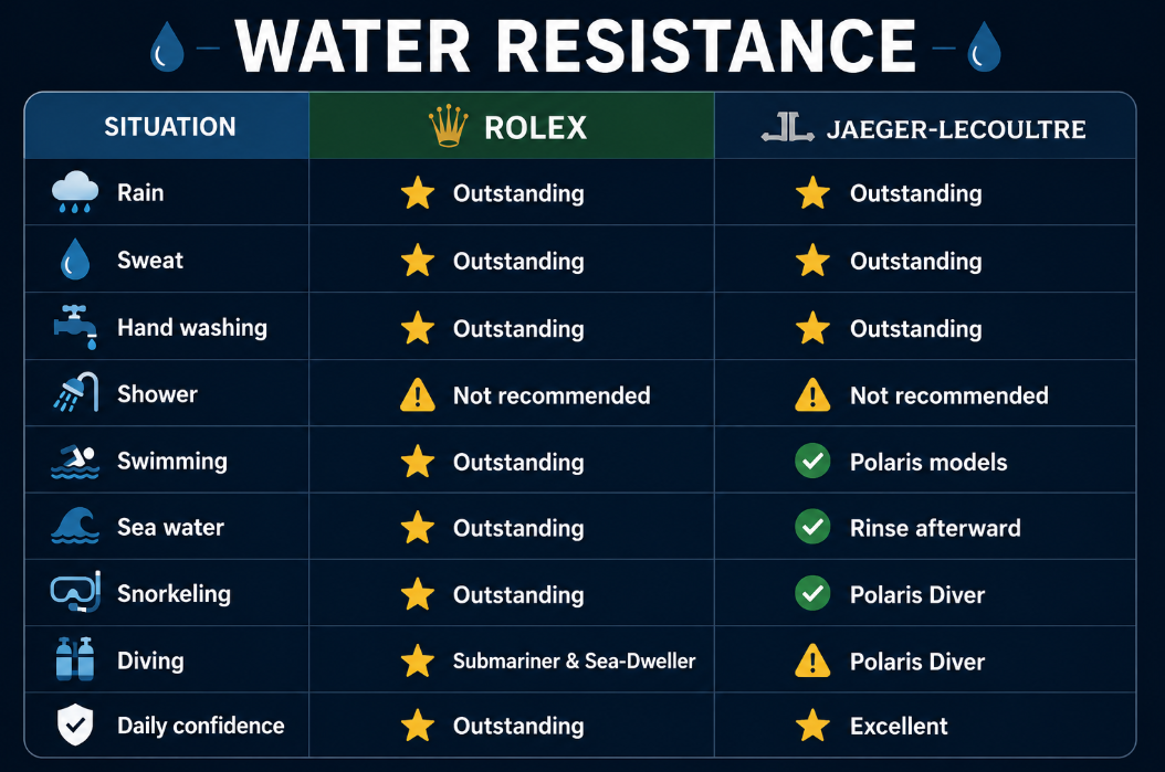 Rolex vs Jaeger-LeCoultre Water Resistance