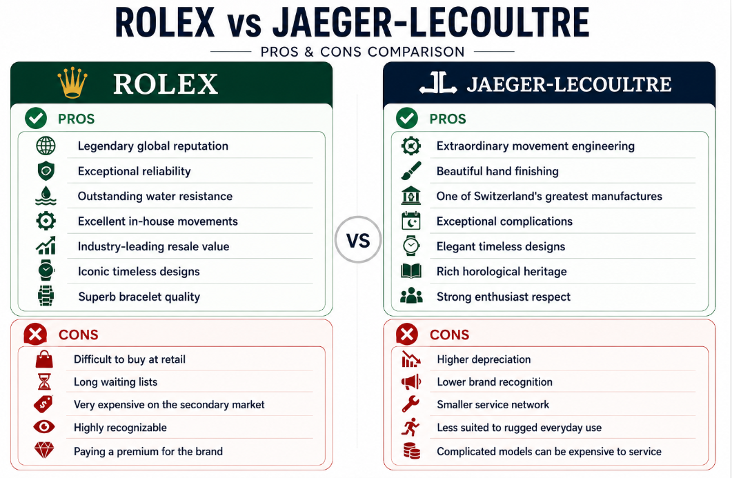 Pros and Cons Rolex vs Jaeger-LeCoultre