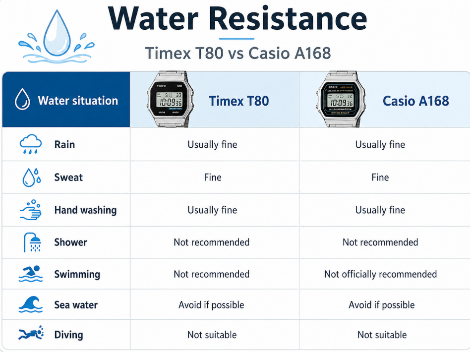 Water Resistance Timex T80 vs Casio A168: Which Retro Digital Watch Should You Buy?